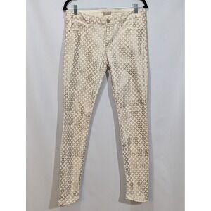 Mother The Looker Metallic Gold Geometric Print Skinny Jeans Size 28